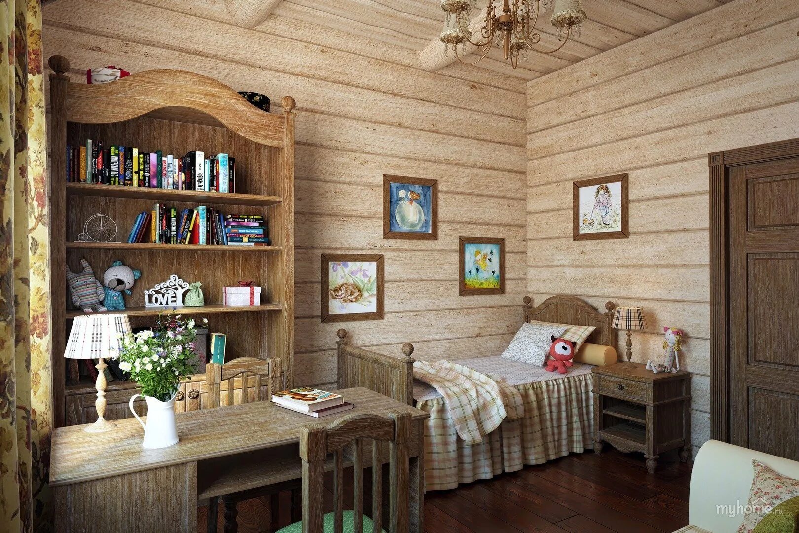 Деревенская комната. Комната в деревенском стиле. Детские комнаты в деревянном доме. Детская в деревенском стиле. Детская комната в стиле Шале.