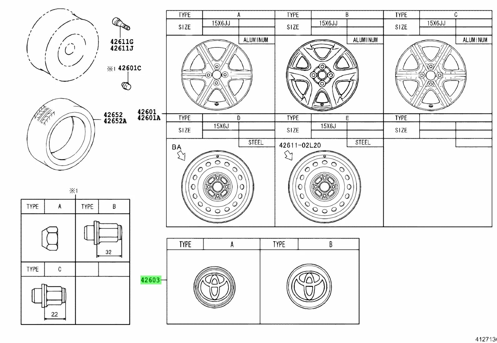 Какие размеры колес королла. Toyota 90942-01058. 42611-1a460. 42611-1a160. Королла zze122 Размеры.