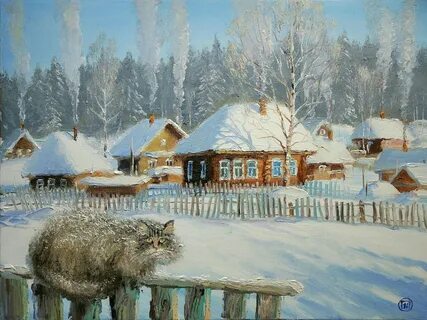 Пейзаж Деревня Зима.