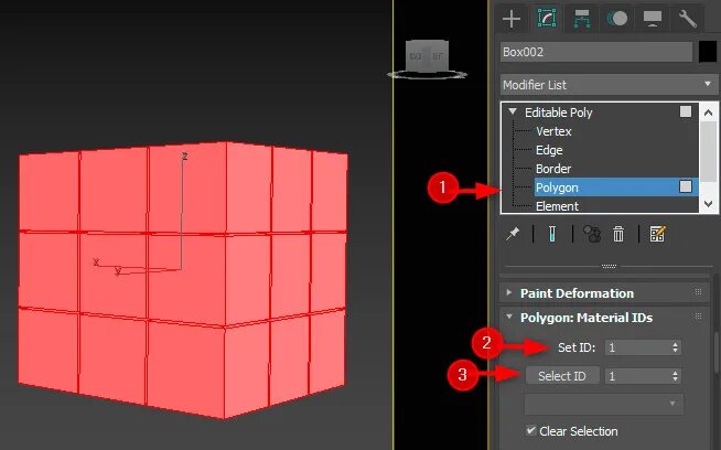 Editable poly. Материал id. параметры editable poly materials id. как изменить количество полигонов в эдитабл поли. как закрыть отверстие editabe poli.