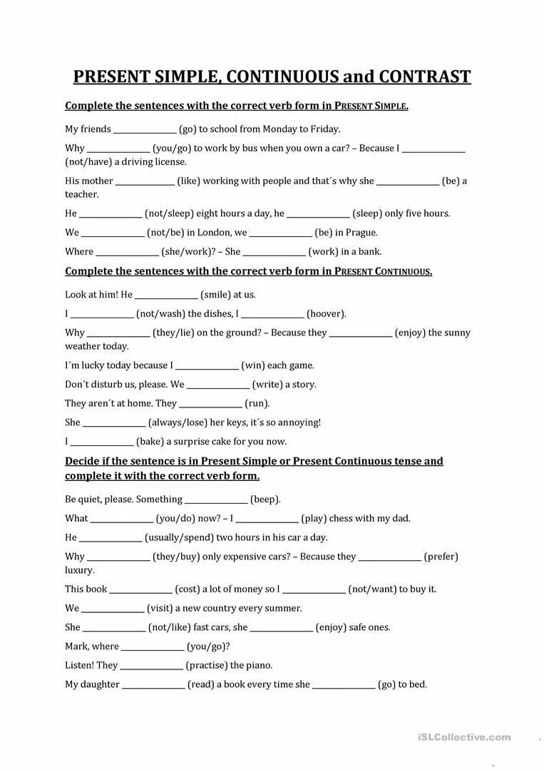 Present continuous islcollective. Present simple present Continuous. Present simple present Continuous упражнения Worksheets. Contrast present simple and present Continuous. Present simple contrast.