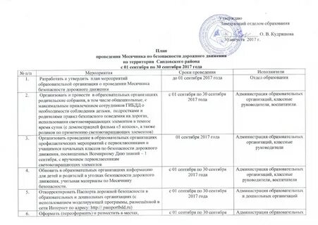План мероприятия дорожного движения
