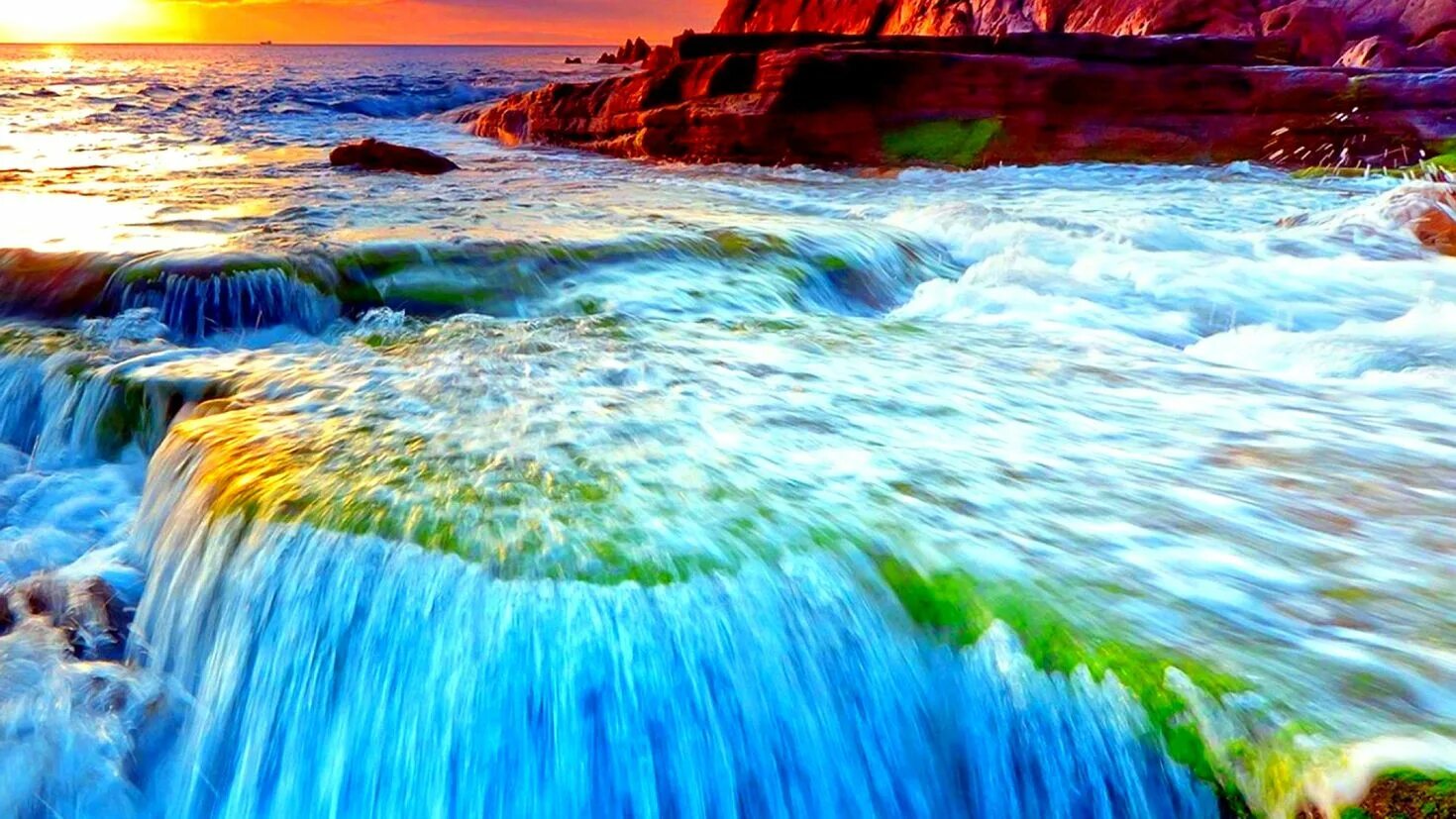 Мои океаны мои водопады если будет. Водопад. Море HD. Океан. Райская природа.