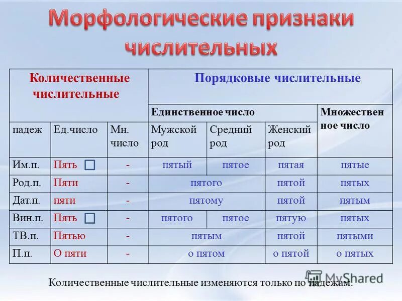 5 порядковых слов. Морфологические признаки числительного 4 класс. Как определить число и род у числительного. Как определить число у числительных. Как определить род и число у числительных.