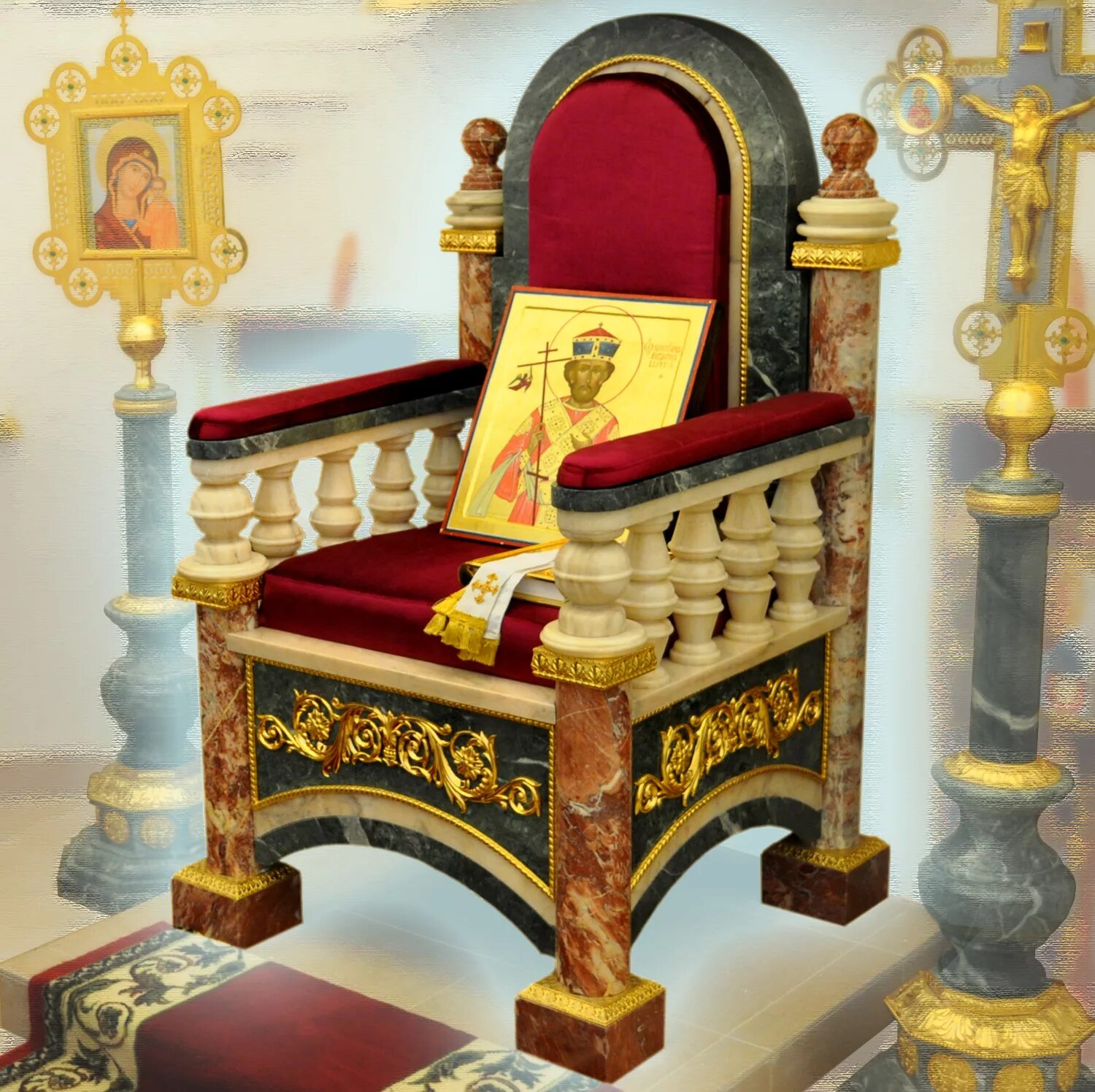 трон алтарь. архиерейский трон. архиерейский трон на горнее место. архиерейский трон на горнее место. горнее место в храме.