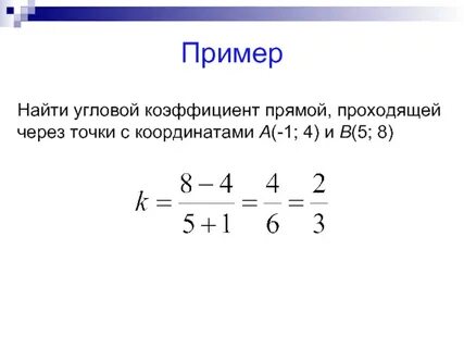 Записать угловой коэффициент прямой