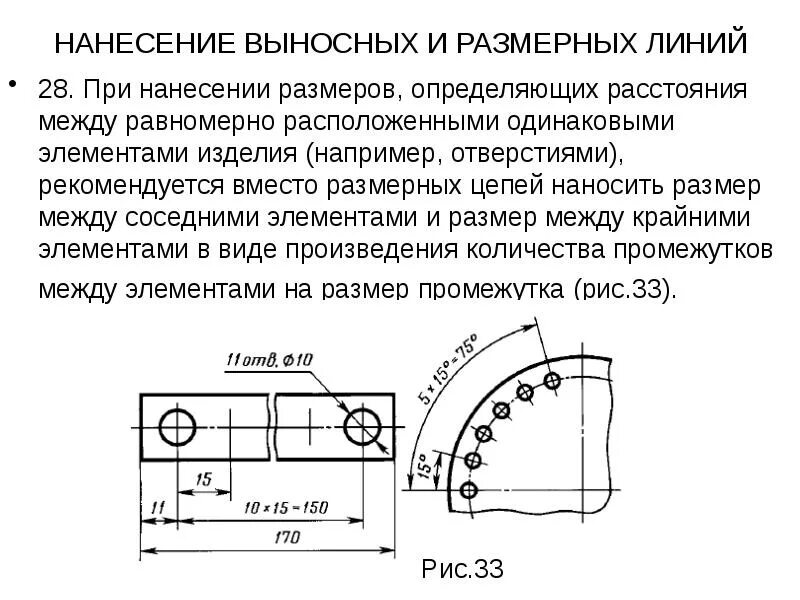 Расстояние между штрихами на чертеже. Простановка размеров отверстий на чертежах. простановка размеров на чертеже. нанесение размеров на чертежах. простановка размеров между отверстиями.