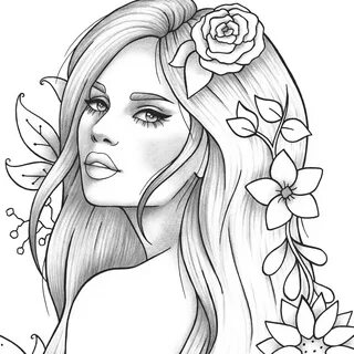 Printable coloring page girl portrait and clothes colouring Etsy