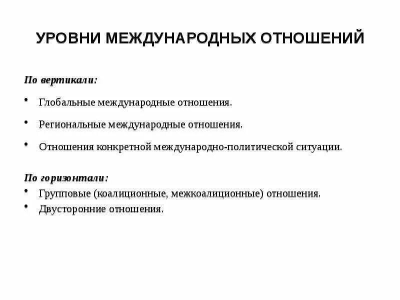 Международный уровень политики. Уровни международных отношений. Классификация международных отношений. Уровни международных отношений по вертикали. Уровни и виды международных отношений..