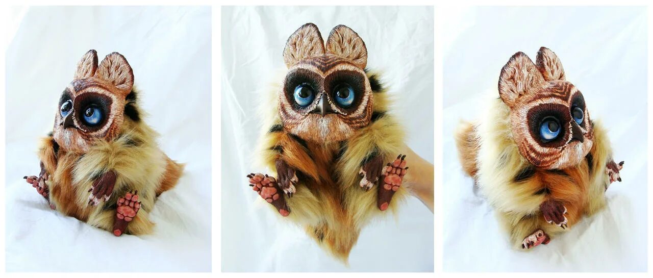 Смешанная техника игрушки мех глина. Мексиканский глазоух. Монстрик из полимерной глины и меха.