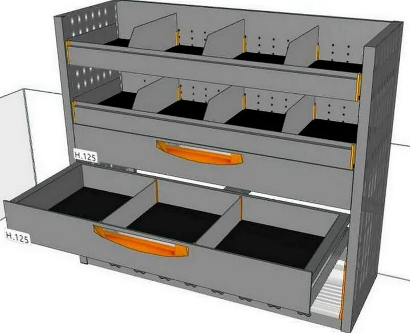 Автомобильные стеллажи. Стеллаж с ящиками STW-9.57. Выдвижной ящик для фургона. Стеллажи в автомобиль. Стеллаж для инструментов с выдвижными ящиками.