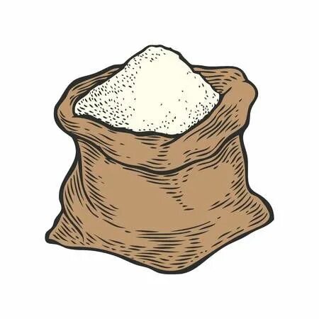 Sketch flour bag wooden scoop isolated vector image on VectorStock