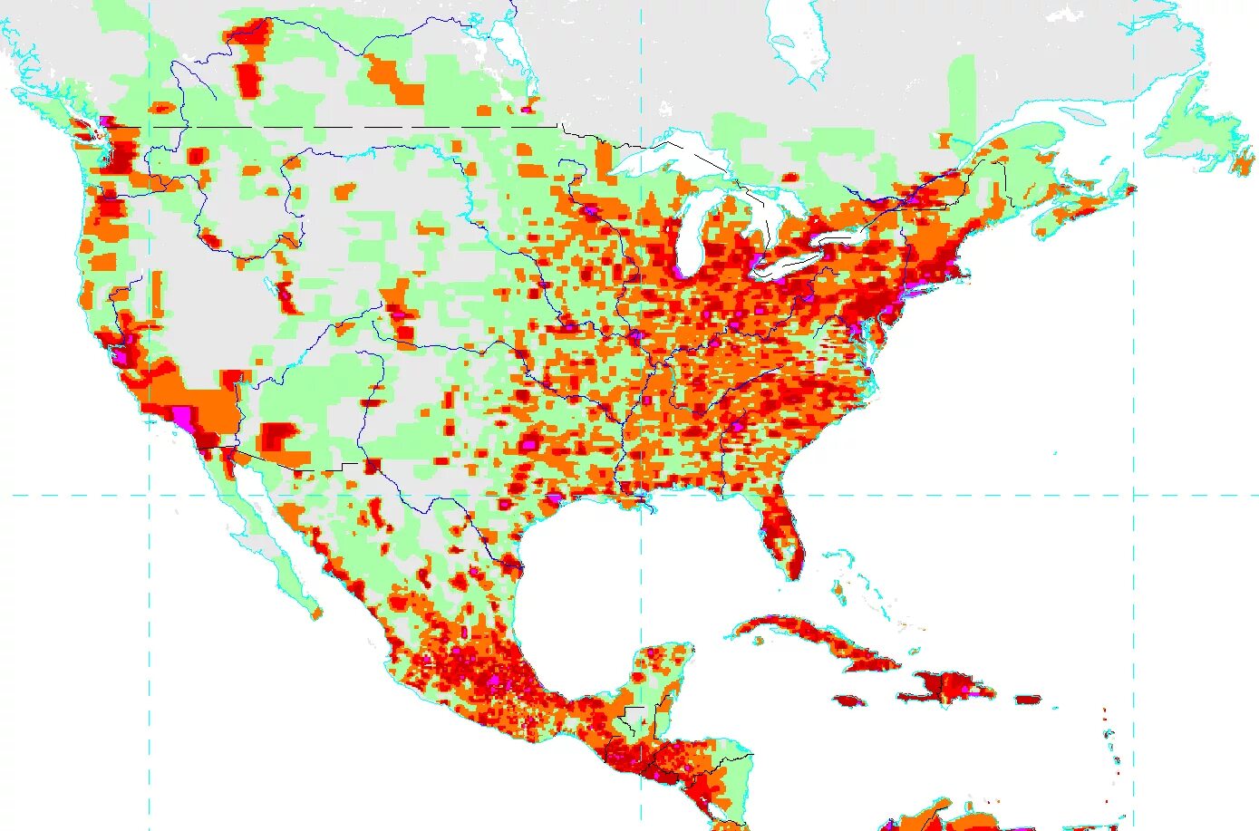 Наибольшая плотность населения северной америки где. Карта плотности населения Северной Америки. Плотность населения Северной Америки. Плотность населения стран Северной Америки. Карта плотности населения США.