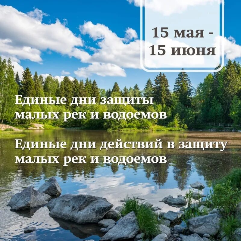 С 15 апреля по 15 мая. 15 мая – 15 июня - единые дни действий в защиту малых рек и водоемов. день защиты малых рек и водоемов. единый день защиты малых рек и. международный день защиты рек.