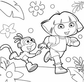 Dora The Explorer Coloring Pages Dora Coloring, Dog Coloring Book, Cartoon ...