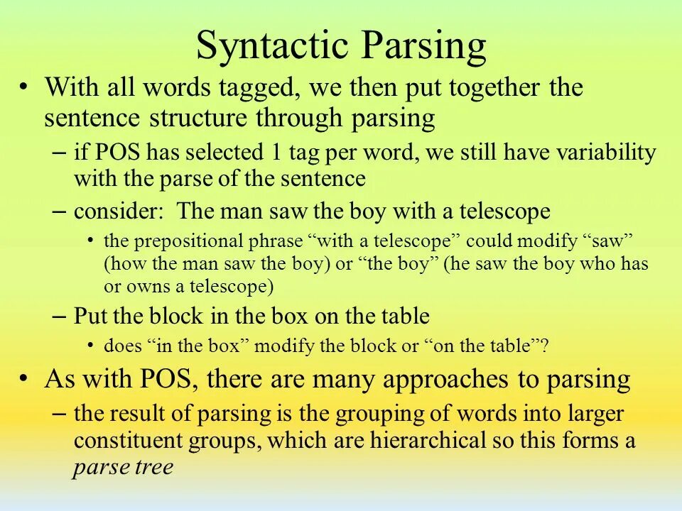 Syntactic analysis. Syntactic analysis