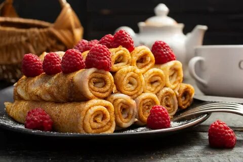 Тонкие блинчики с малиной - заворачиваем красиво! Пошаговый рецепт с фото - Бота