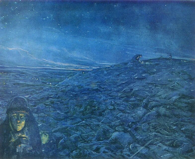 Илья глазунов поле куликово. Бивак 1812 года. Бивак 1812. Поле боя геншин. Темная ночь война.