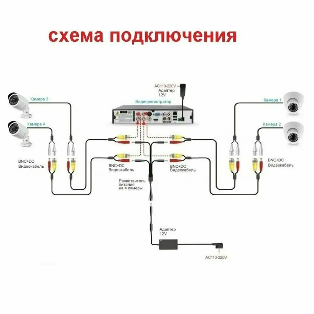 Подключение камеры hiwatch. Схема проводов подключения видеокамеры наружного наблюдения. Схема подключения видеокамер на 2 камеры. Схема подключения проводной камеры видеонаблюдения. Схема подключения видеокамеры с доп питанием 12 в.