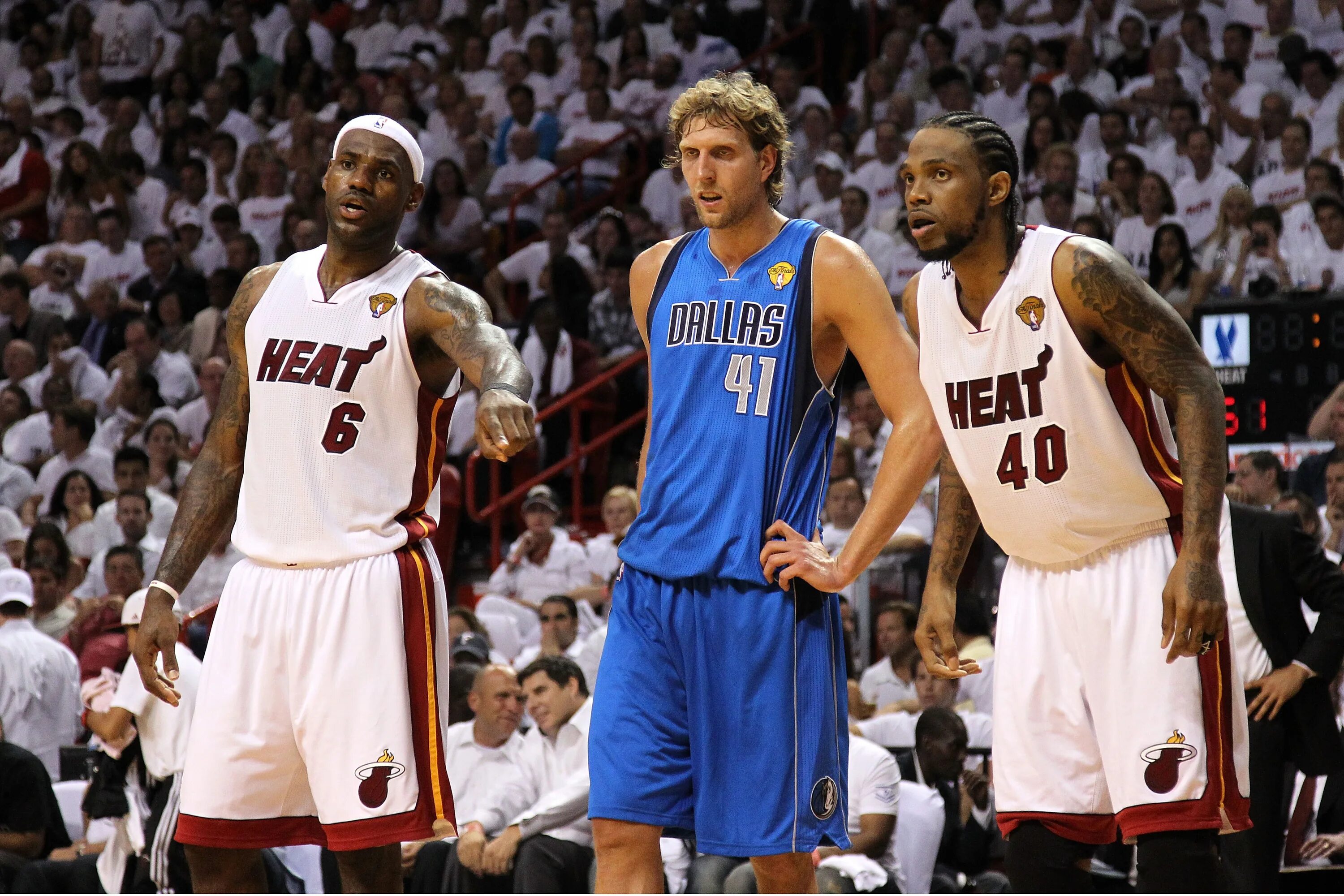 LEBRON James and Dirk Nowitzki. Юдонис Хаслем 2002. NBA 2011. NBA Finals.