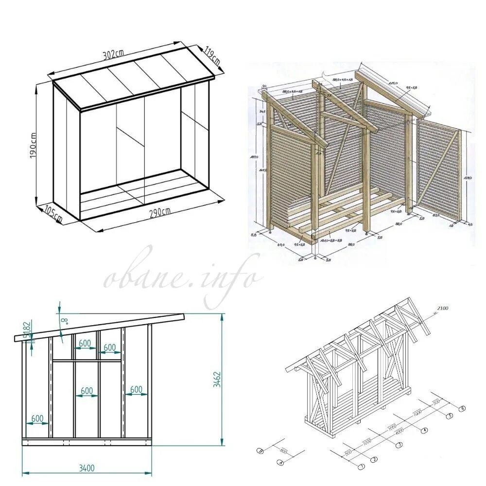 Plan des Grundgerüstes des Holzunterstand. Shed plans, Sheds for sale, Shed
