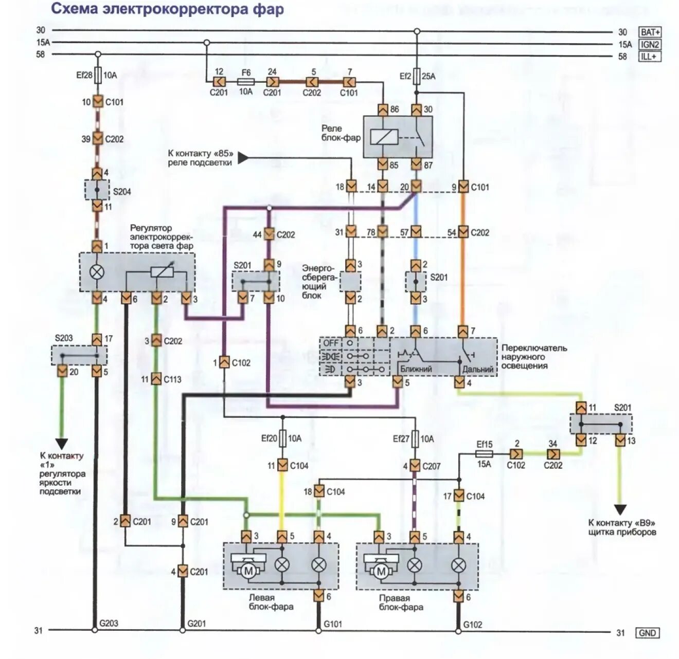 Электропроводки шевроле. Схема подключения фар на Лачетти хэтчбек. Эл проводка Ланос 1.3. Корректор фар Ланос схема. Электрическая схема фар Ланос.