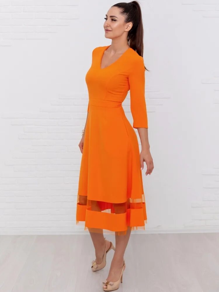 Bridesmaid dress- like both the color and style. Camo sash! Orange fashion, Oran