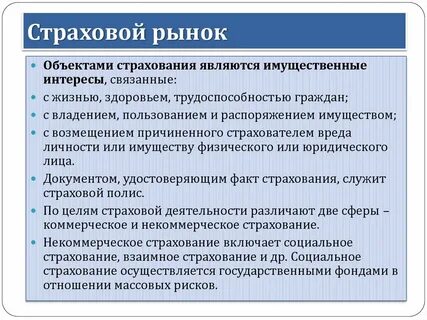 Страховой рынок это в страховании