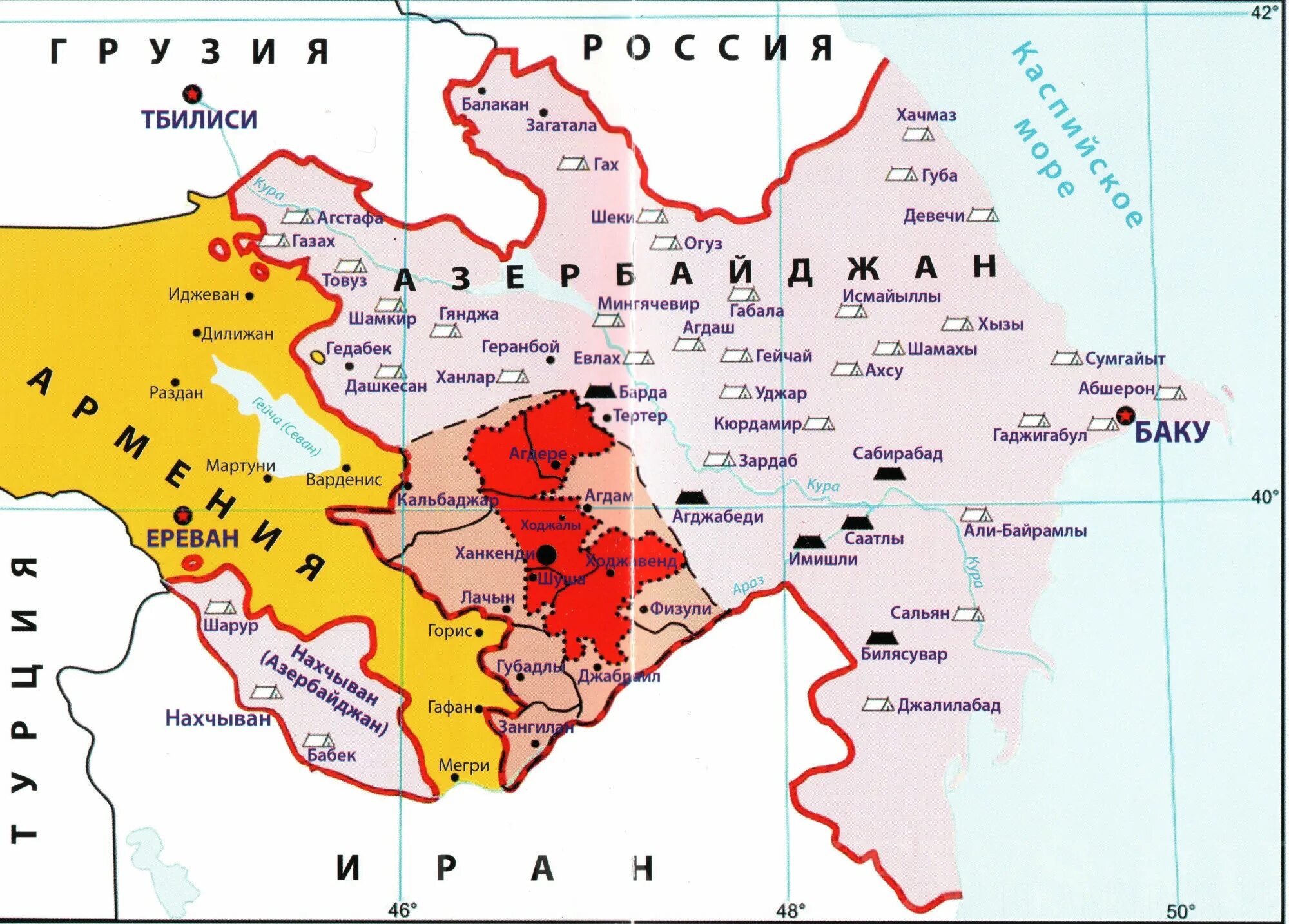 Иран закавказье. Нагорный Карабах на карте Армении и Азербайджана. Территория Нагорного Карабаха на карте. Нагорный Карабах на карте Армении. Граница Армении и Азербайджана на карте.