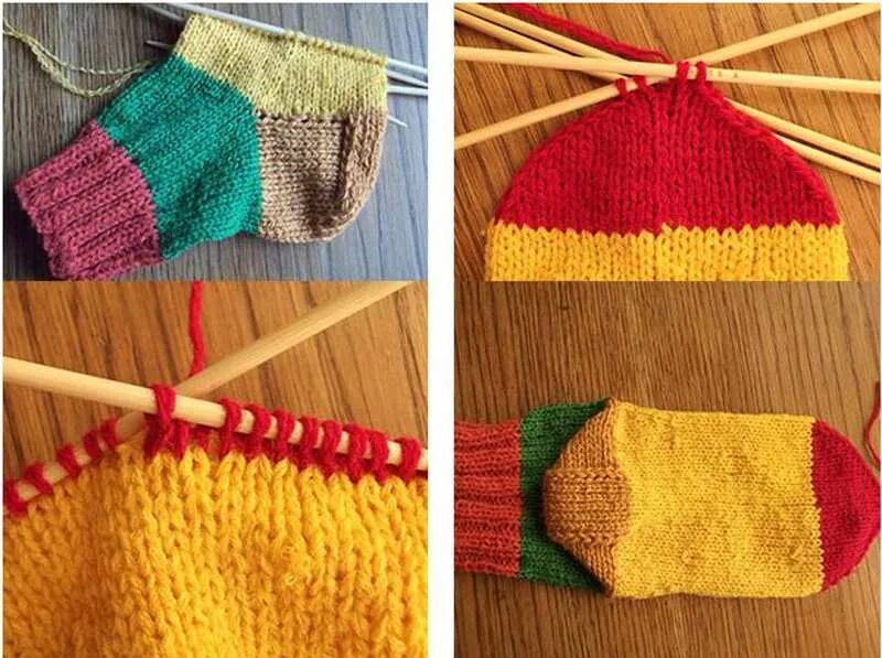 Вывязывание мыска носка спицами. Закончить вязание носка. Завершение вязки носка. Убавление петель спицами на носке. Как закончить носок.