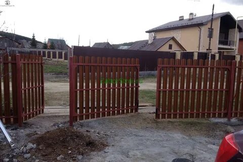 Забор штакетник металлический ворота и калитка