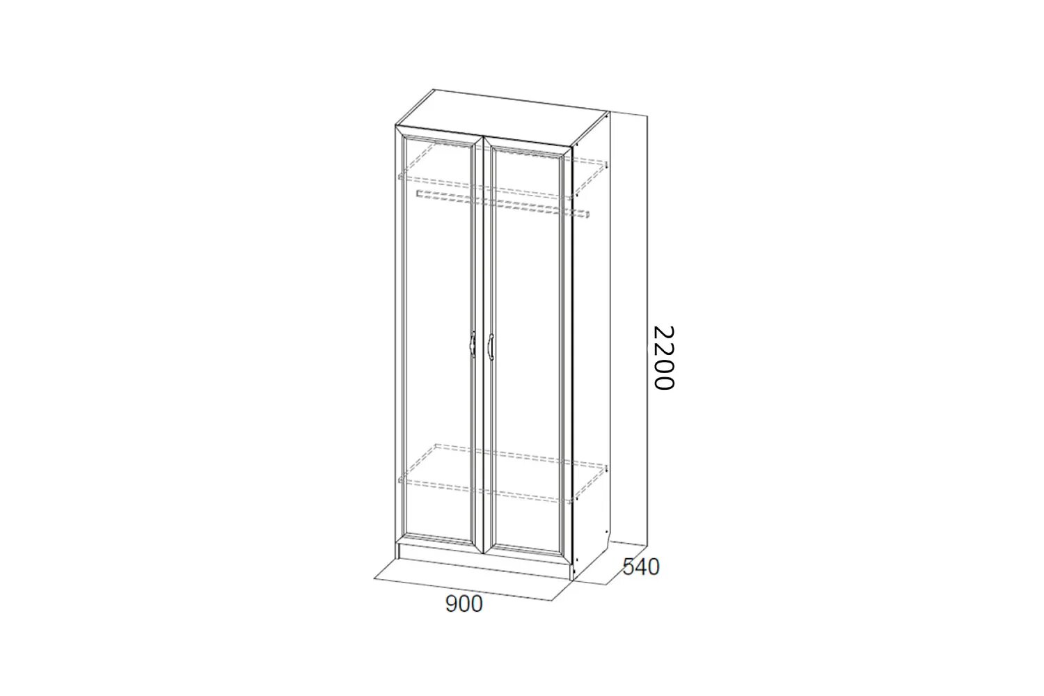 Двухстворчатый шкаф размеры