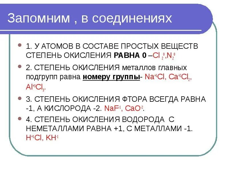Индексы простых веществ
