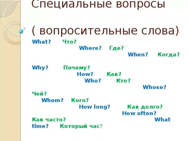 Специальный вопрос отрицательный. Схема специального вопроса в английском языке. Специальные вопросы в английском языке примеры 5 класс. Составление вопросов на английском языке таблица. Типы вопросов в английском языке с примерами таблица.