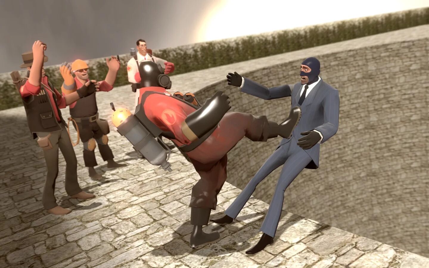 Игра Team Fortress 2. Шпион тим фортресс 2. Team Fortress 2 медик и поджигатель. Гаррис мод Team Fortress.