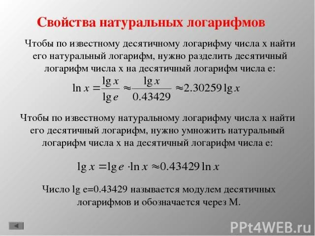 Почему логарифм не может быть отрицательным. Логарифм отрицательного числа. натуральный логарифм отрицательного числа. переход от натурального логарифма к десятичному. натуральный логарифм от отрицательного числа.