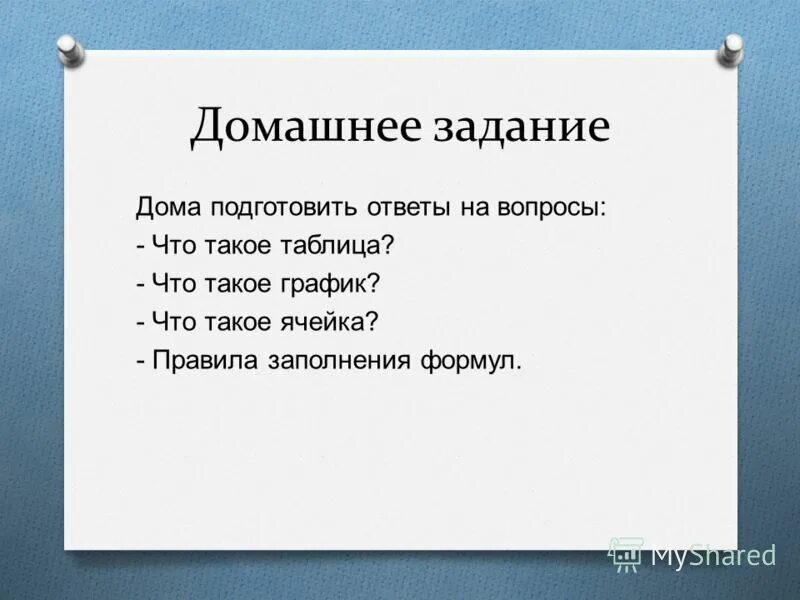 характеристика домашнего задания