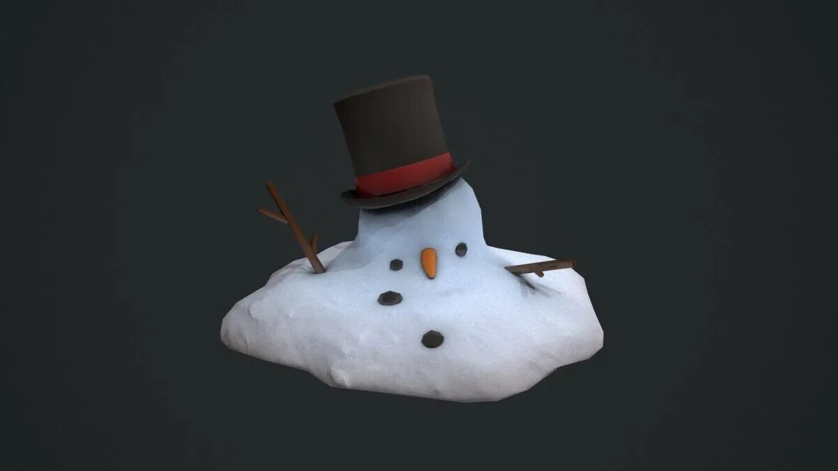 Растаявший снеговик. Снеговик 3д модель. Полигональный Снеговик 3d. Снеговик тает 3д.