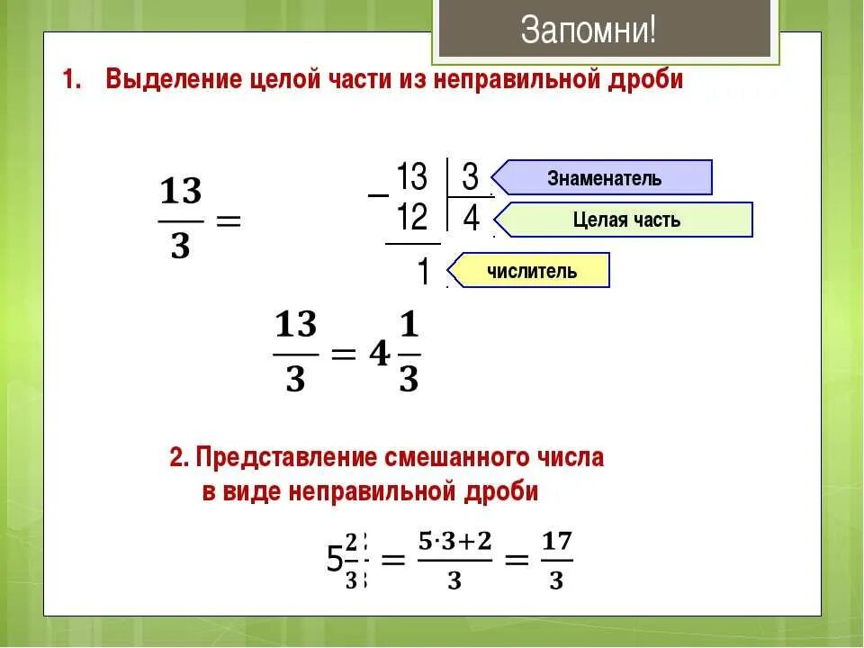 Как сделать дробь с целым числом. Как дробь в целое число. Что такое целая часть дроби 5 класс. Каккакобь сделать числом. 5 целых перевести в неправильную дробь