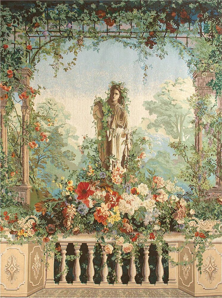 арка с цветами. гобелен царство роз. панорамное панно. польский гобелен. гобелен сад армиды.