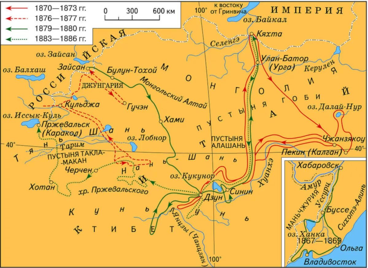 Экспедиция Пржевальского 1867-1869. Пржевальского путешествия 1870-1885. Экспедиции в среднюю азию