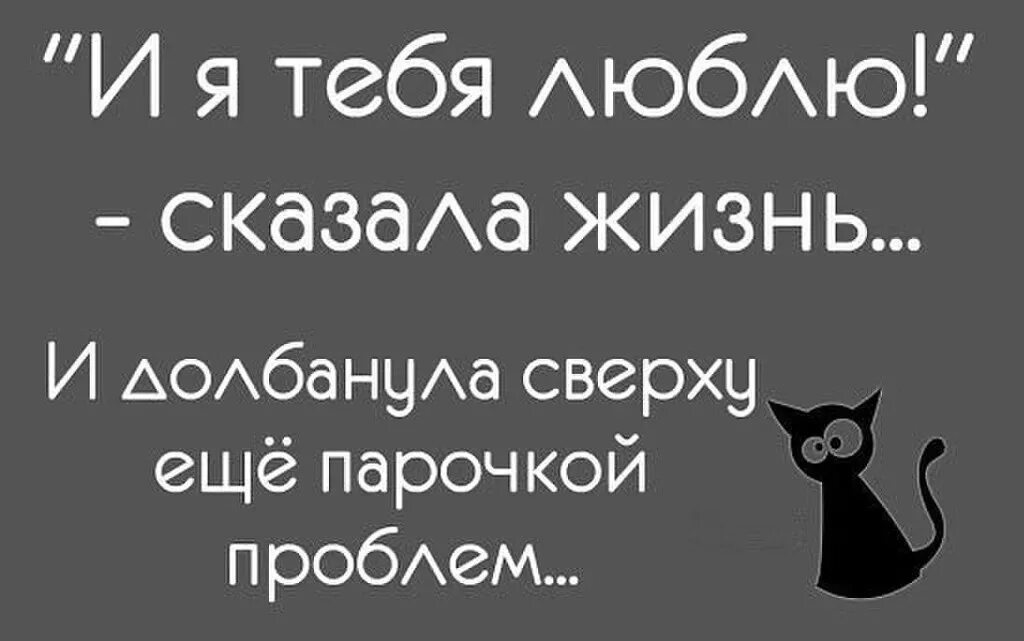 И Я тебя люблю сказала жизнь и долбанула сверху ещë парочкой проблем. Жизнь подкидывает трудности. Опишите Вашу жизнь материться можно. Я тоже тебя люблю сказала мне жизнь.