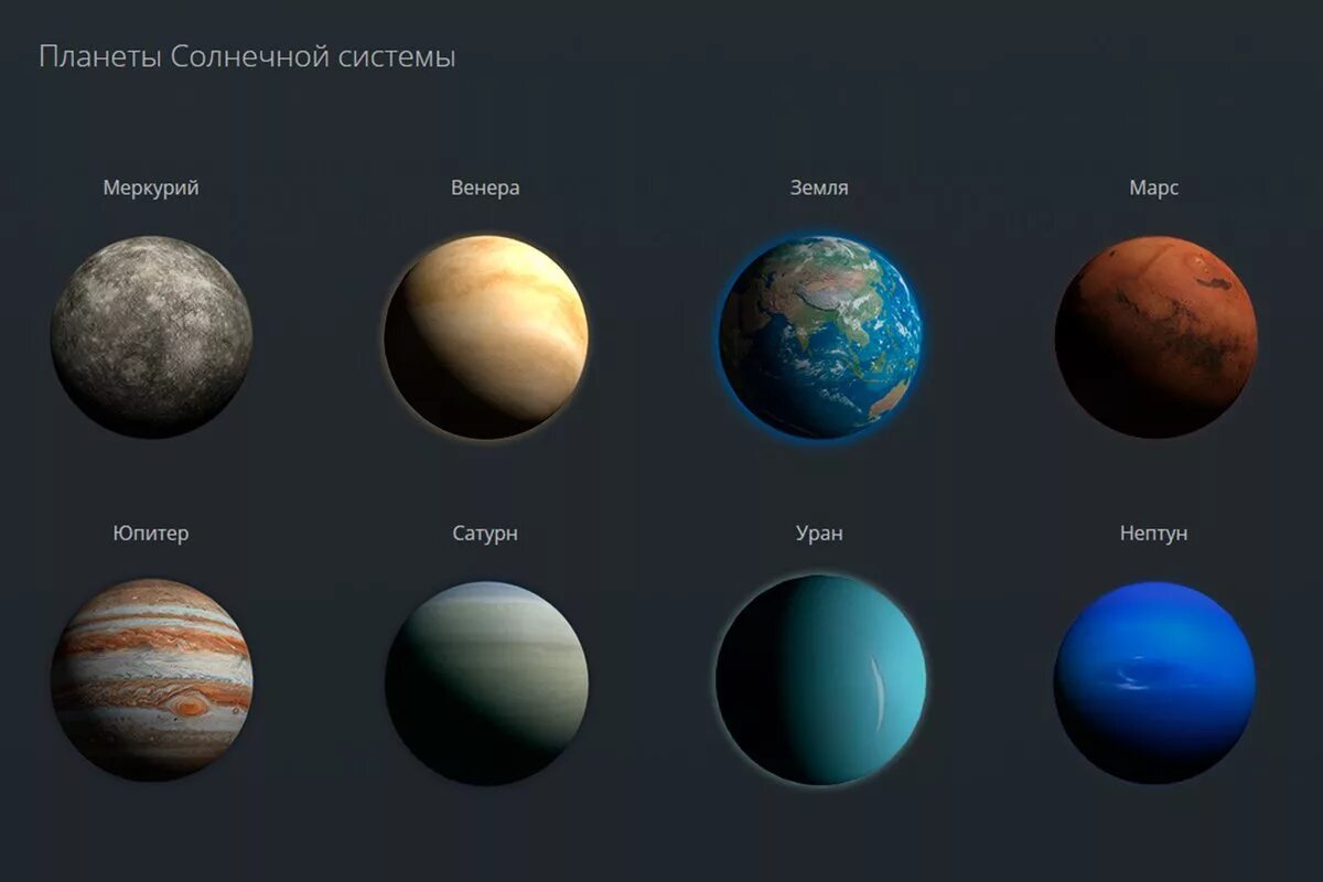 Цвета планет солнечной системы.