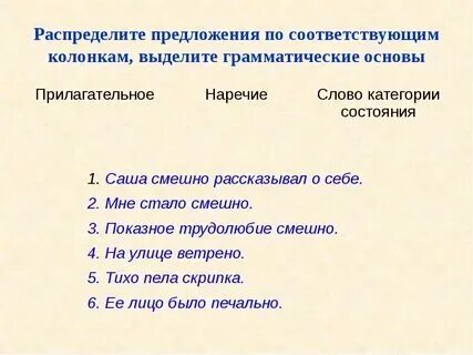 Наречия и слова категории состояния