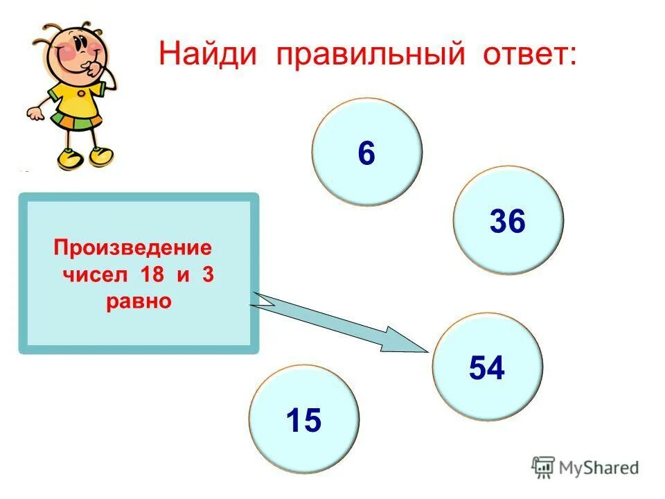 Произведение чисел 18 и 3