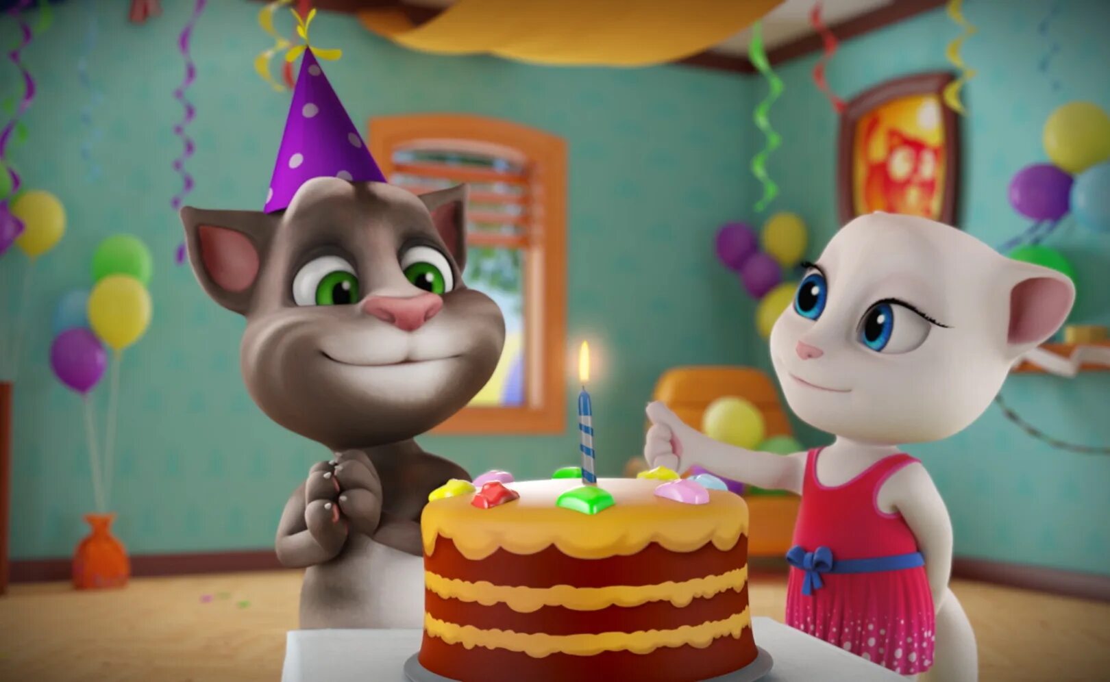 День рождения тома 2. Talking Tom's Birthday. Talking Tom Cake. Cake talking Tom Gold Run. Том и торт стали родителями.