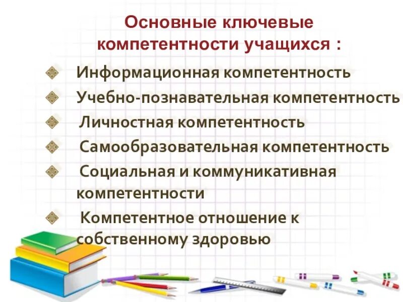 Развитие компетенций школьников. Ключевые компетентности учащихся. Личностные компетенции учащихся. Коммуникативные компетенции учащихся. Ключевые компетенции учащихся.