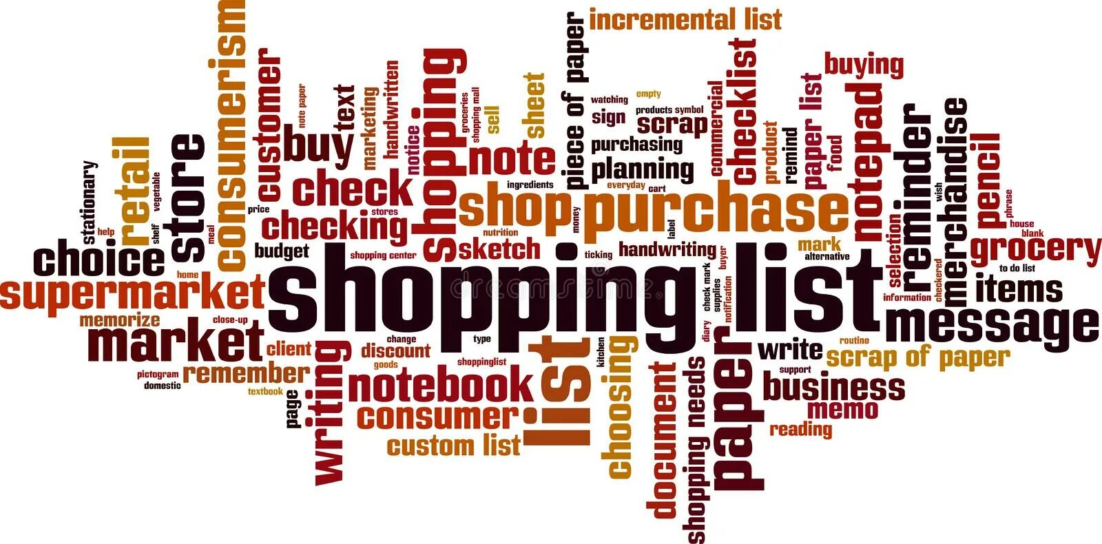 Shopping word list