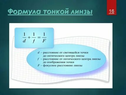Линзы оптическая сила линзы 9