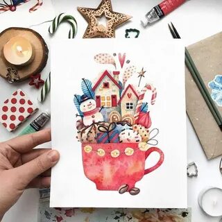 Новогодняя открытка нарисовать маркерами